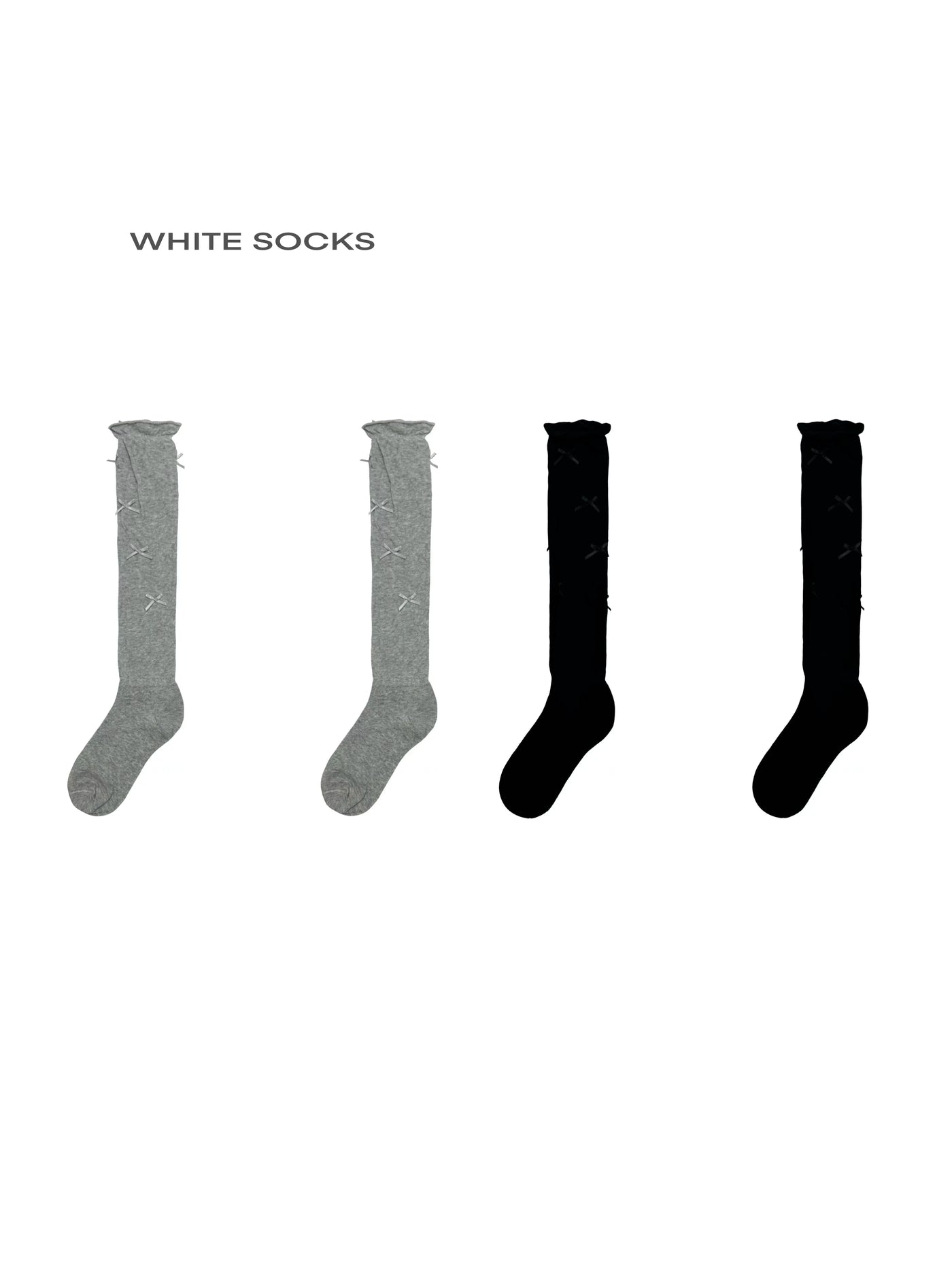 White Socks - Ballet-Inspired Bow - Lightweight Mid-Calf Slouch Socks with Bow Details