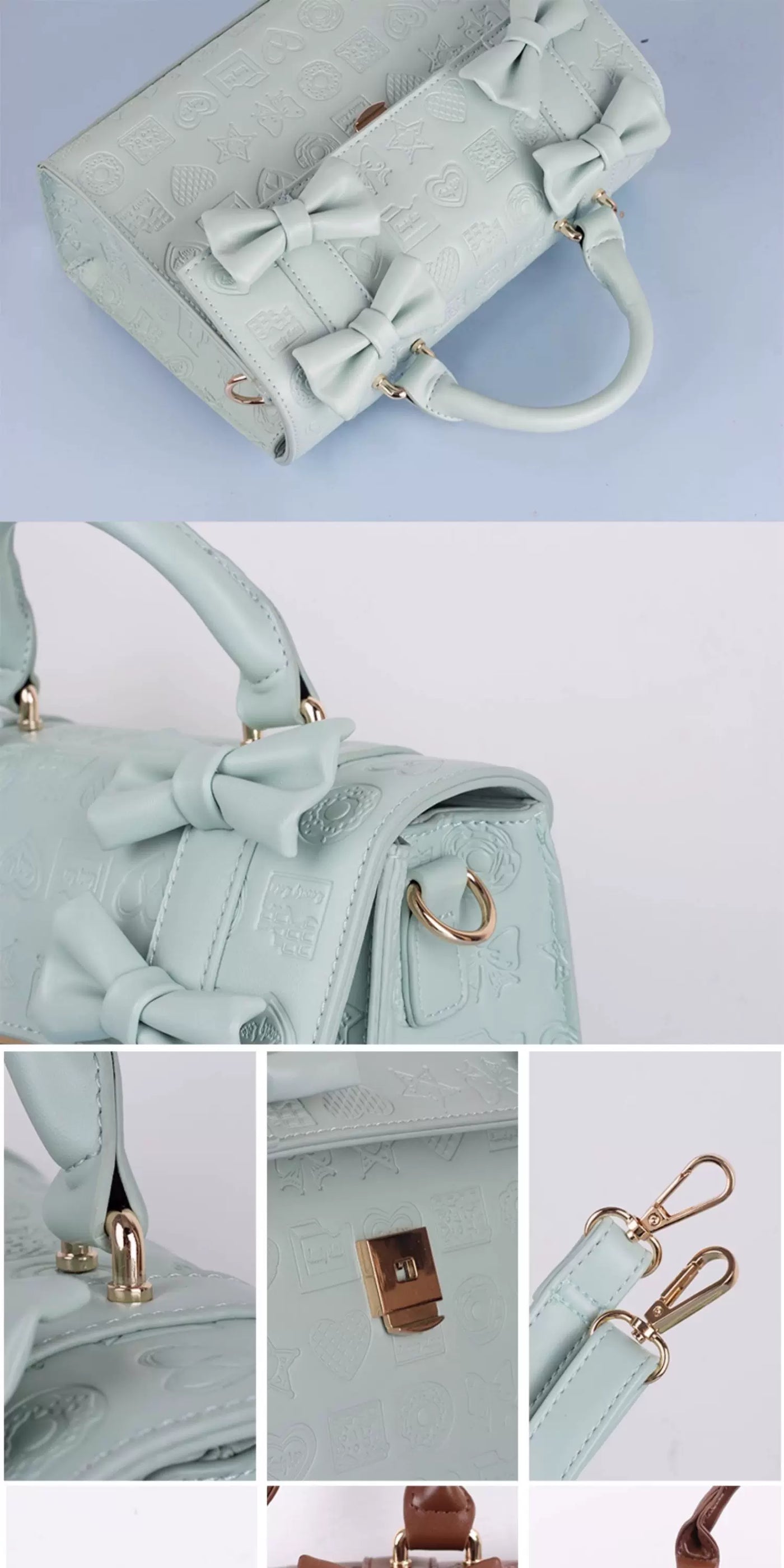 LovelyLota - Sweetheart Chocolate - Embossed Bow Bucket Bag