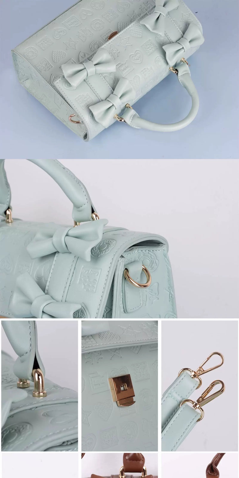 LovelyLota - Sweetheart Chocolate - Embossed Bow Bucket Bag