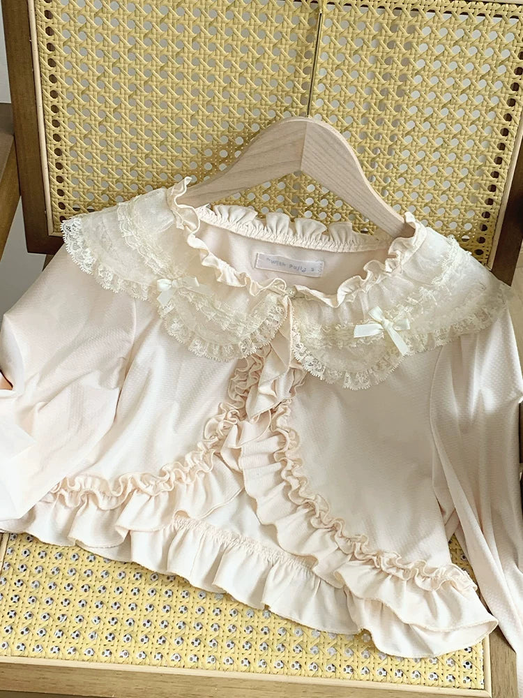 With PUJI - Half Summer - Sweet Lolita Sun Protection Bolero, Lace & Bow detail view 4