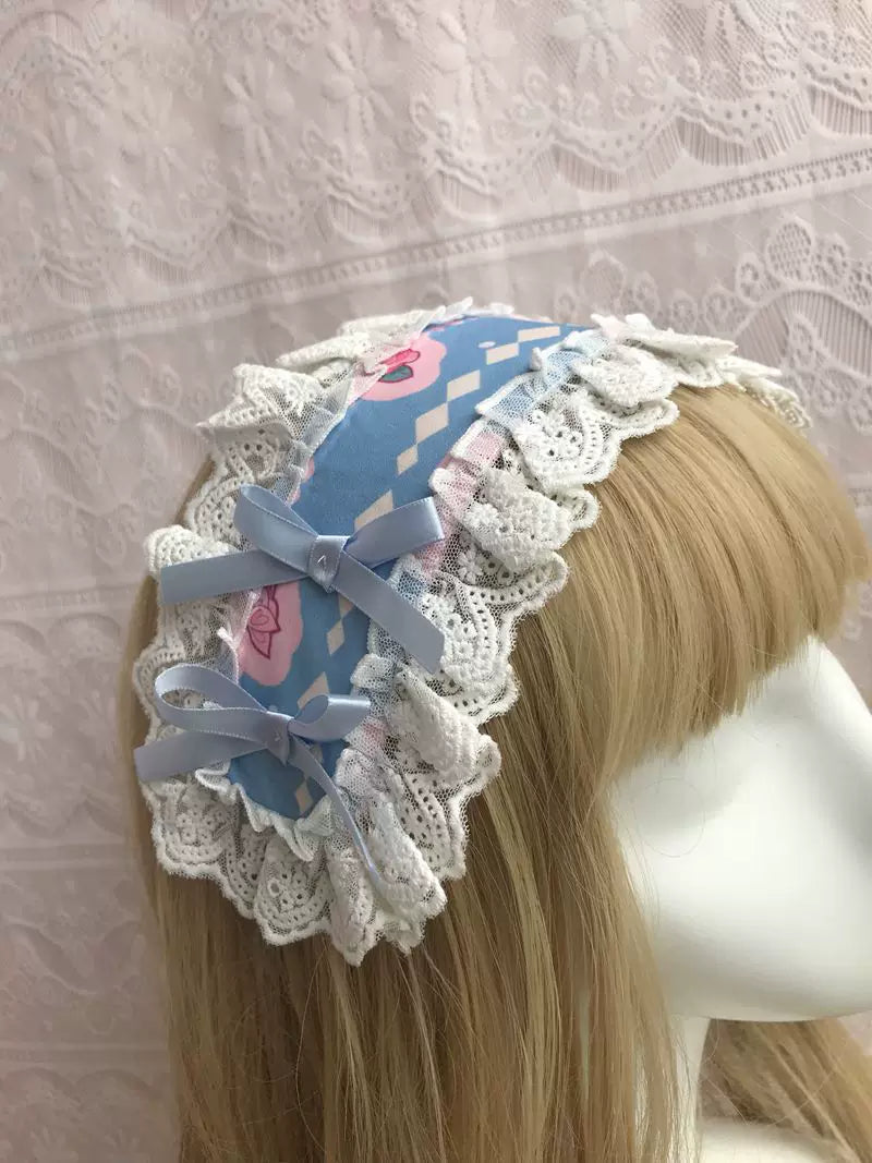 Yilia - Rose Carousel - Lace Headband and Single Bow Clip