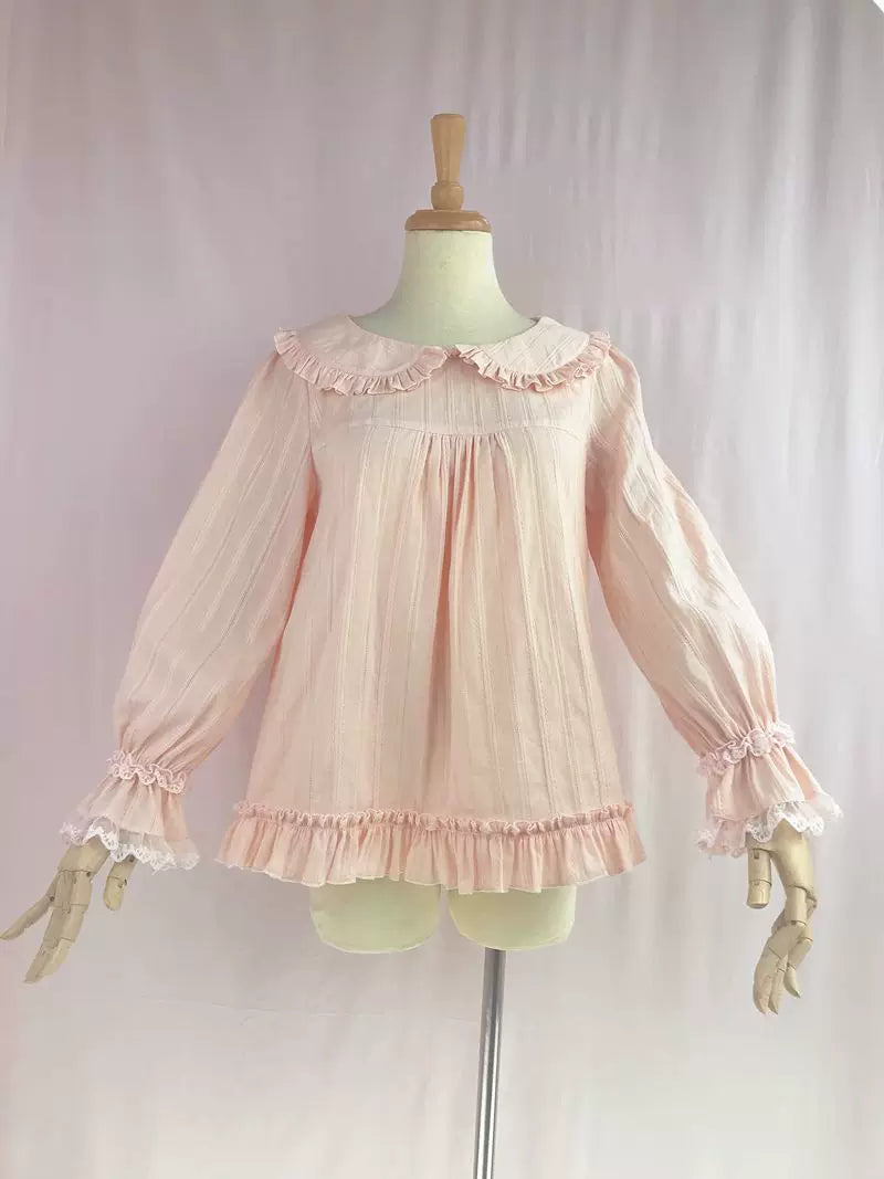 Yilia - Soft Jacquard - Loose Peter Pan Collar Blouse