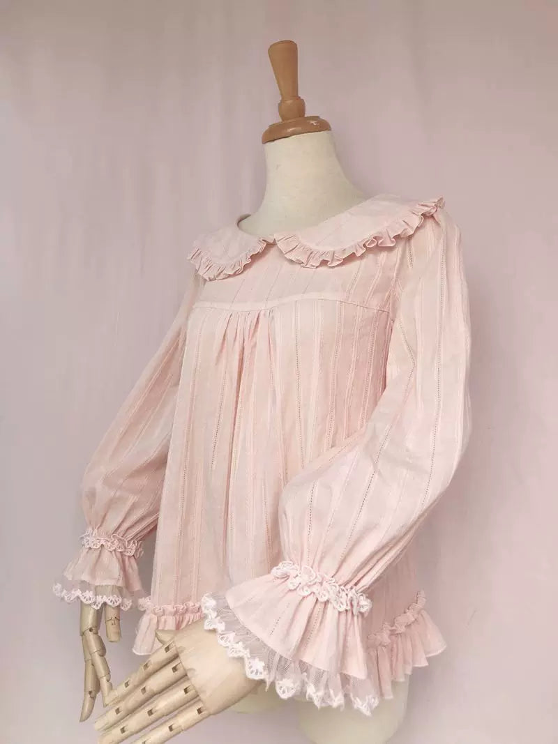 Yilia - Soft Jacquard - Loose Peter Pan Collar Blouse