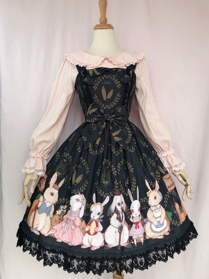 Harvest Time At Rabbit Farm - Lolita JSK Dress XS black