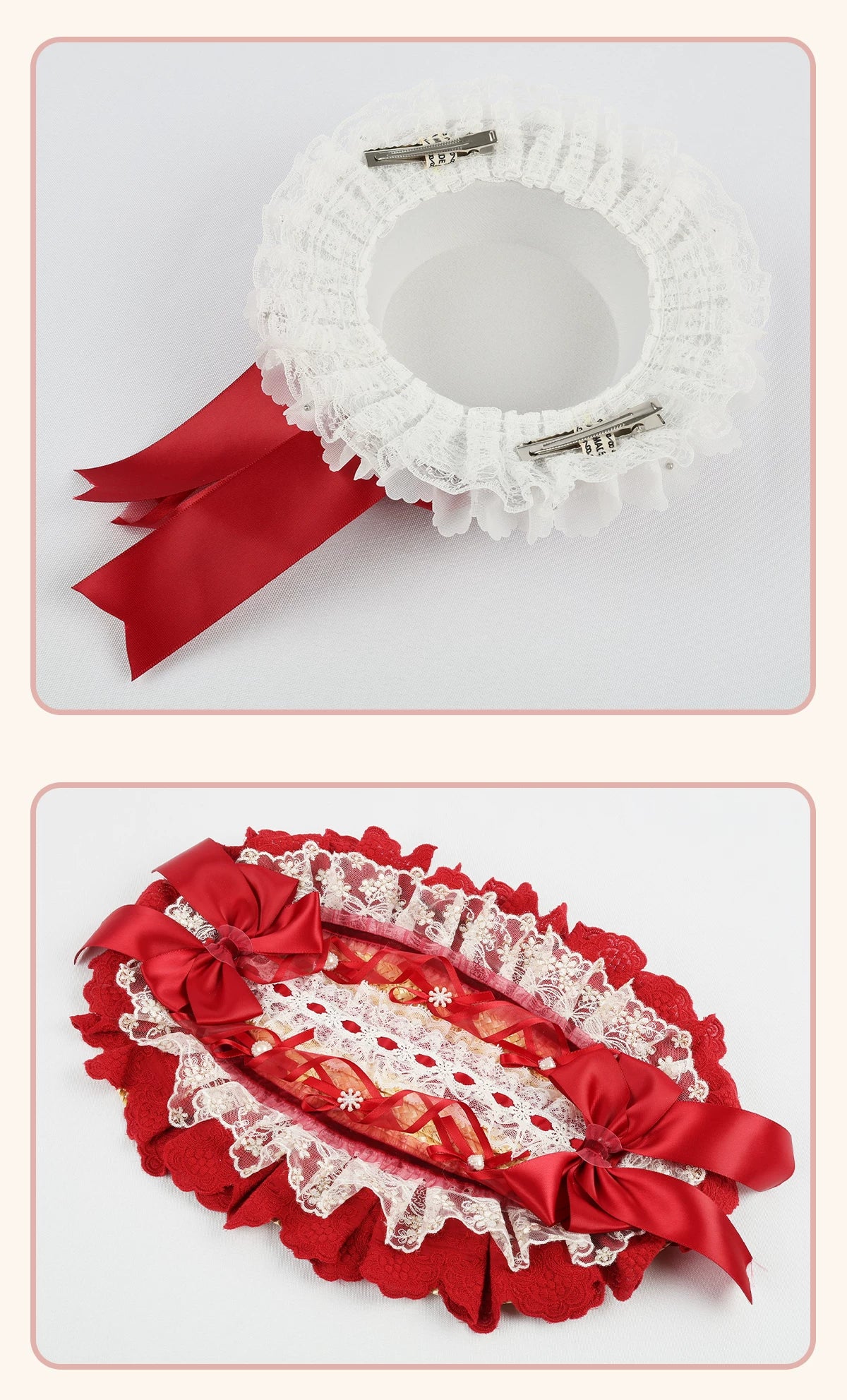 Stardust Rose - Rose Bow Collection - Headwear with red rose motifs