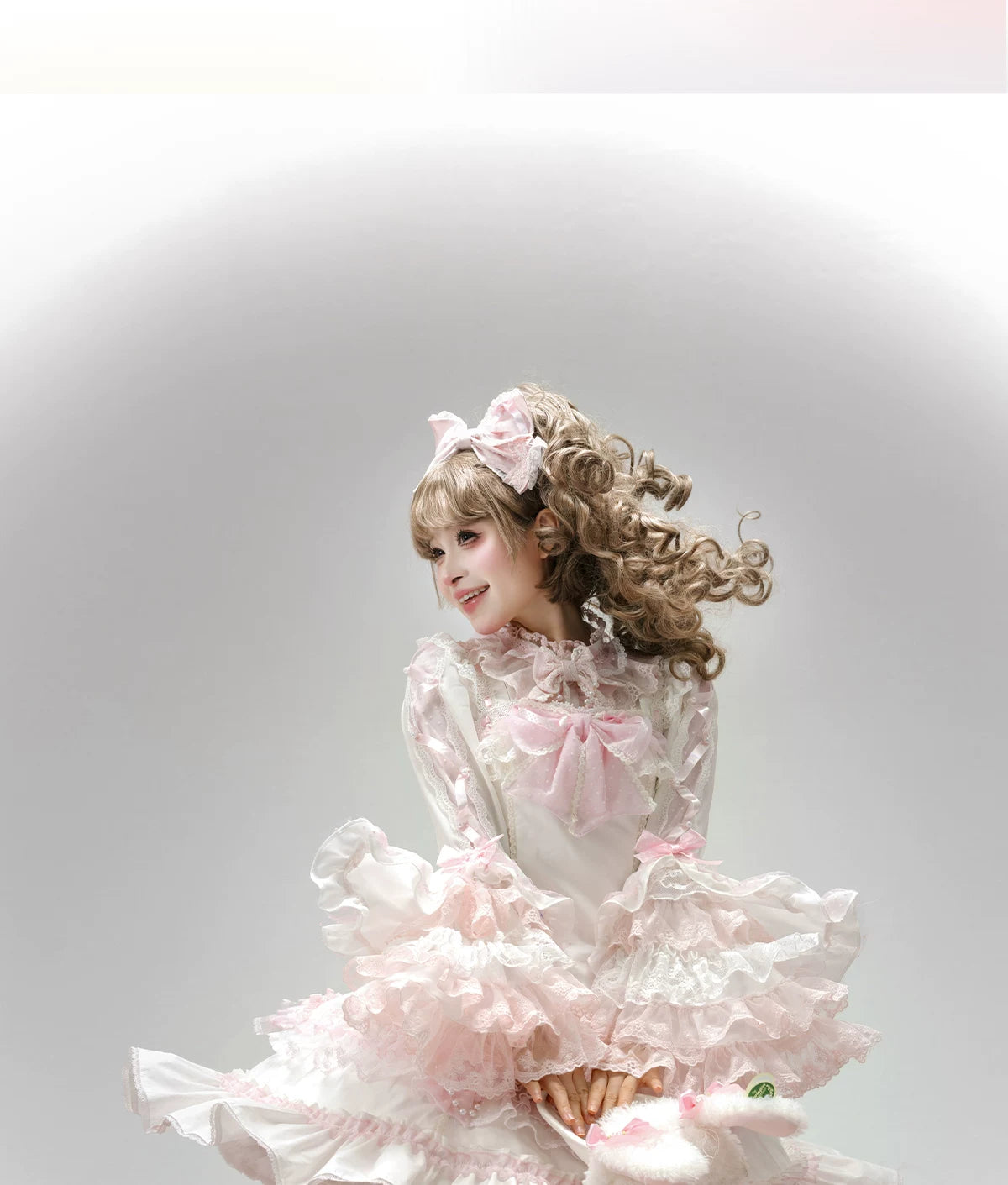 Galette Bunny - Pearl Ribbon Hime - Long-Sleeve Blouse with Lace and Ribbon Details