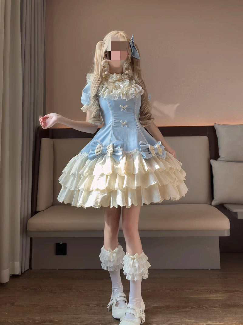 Sweetheart Cream - Cream Tart - Sweet lolita tiered cake dress