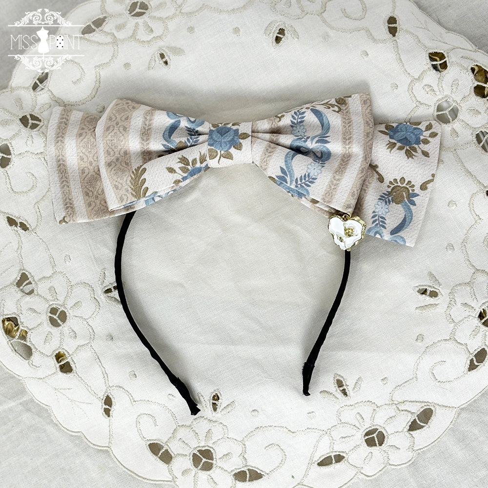 Lilyka Garden - Classic Lolita Headdress and Necklace Brooch Bow Trailing KC - Beige Flower Wall
