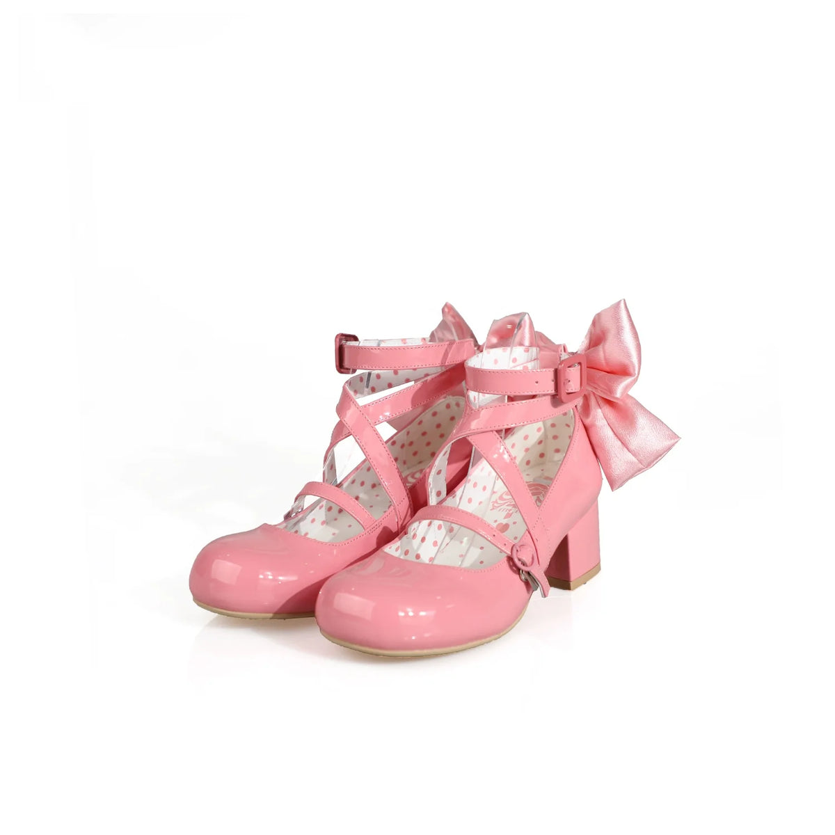 MODO - Follow in the Moonlight - Sweet Lolita shoes with round toes, crisscross straps and a detachable back bow
