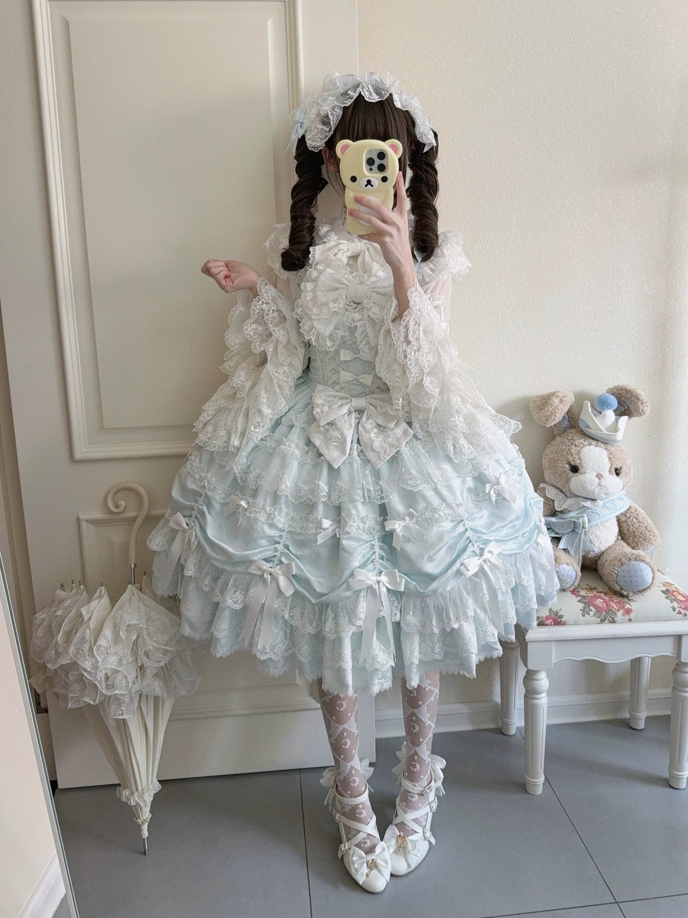 Sugar Girl - Satin Gift Box - Sweet Lolita JSK Dress, Bows and Layered Lace