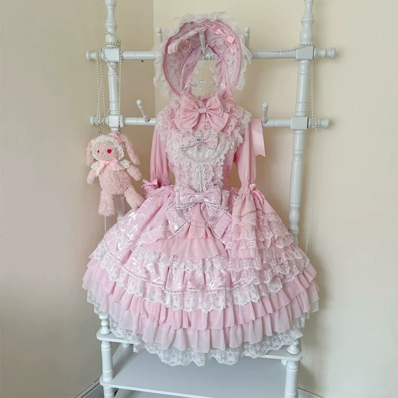 Hanguliang - Love Feathered Bond - Wedding Sweet Lolita JSK Dress, Hime Sleeve Blouse