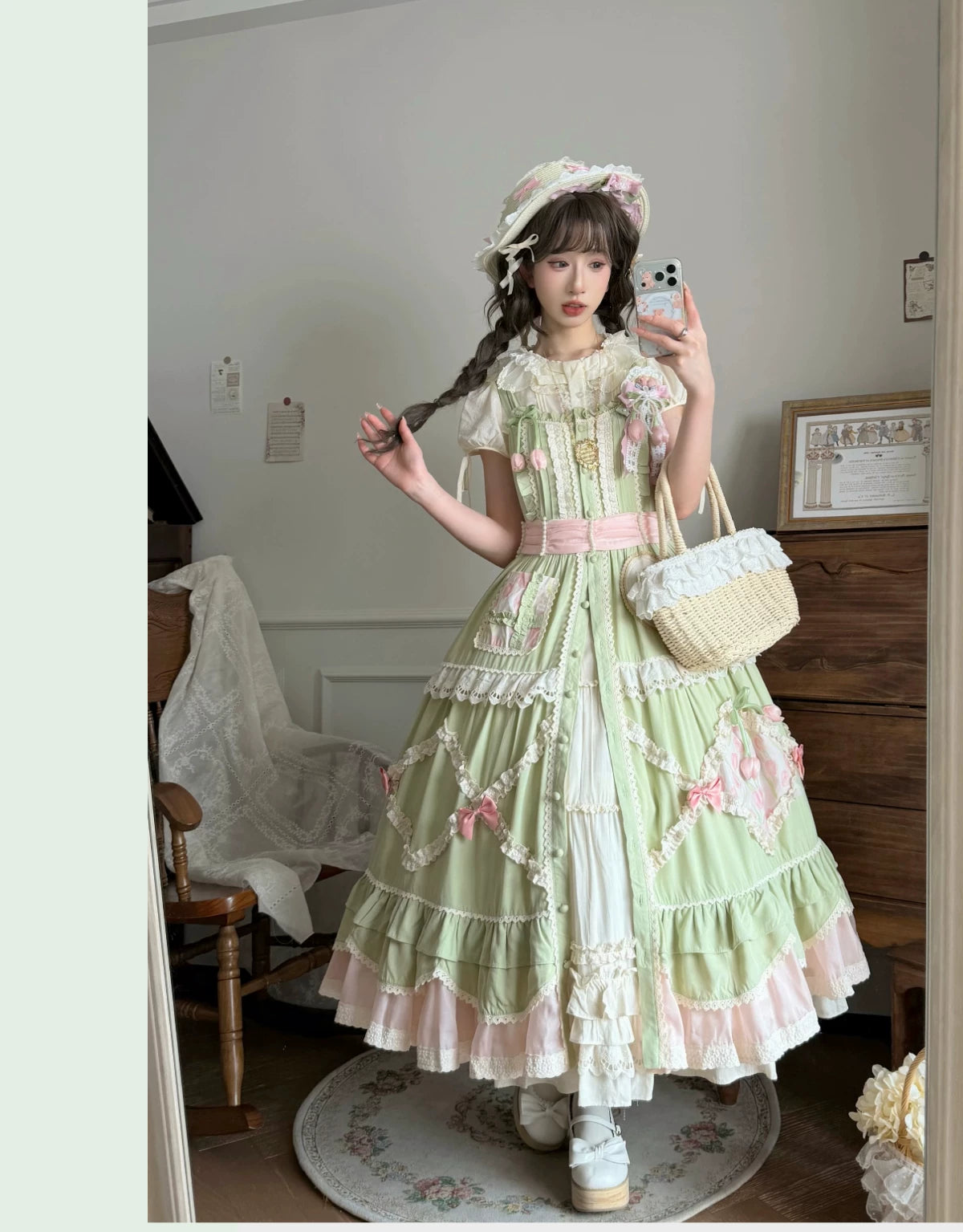 Thousand Wood - Tulip Field - Mini Top-Hat Headwear with Layered Lace