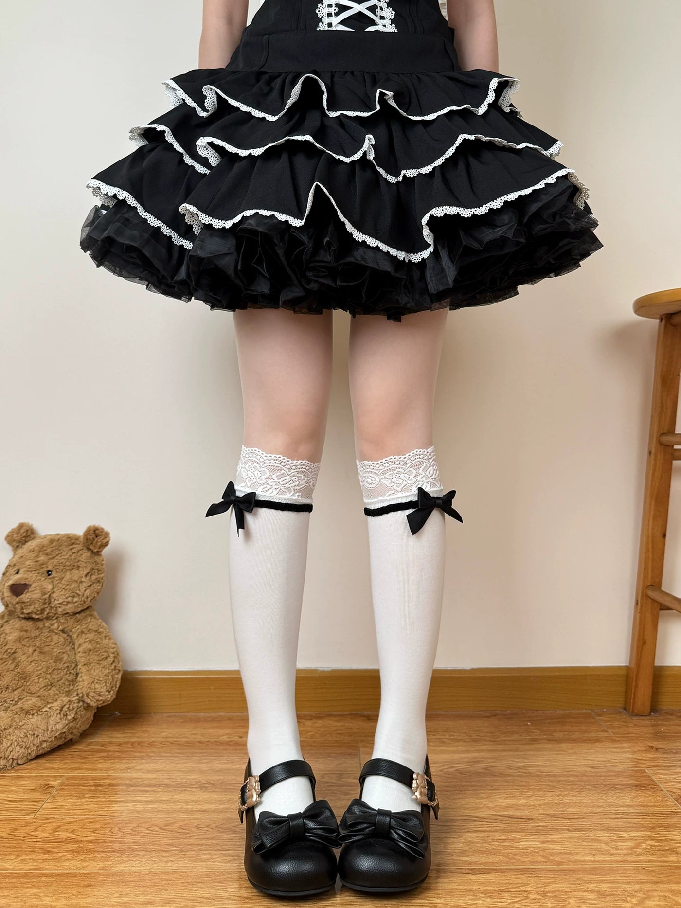 Chubby Bear Tales - Ribbon Charm - White Socks with Side Bows