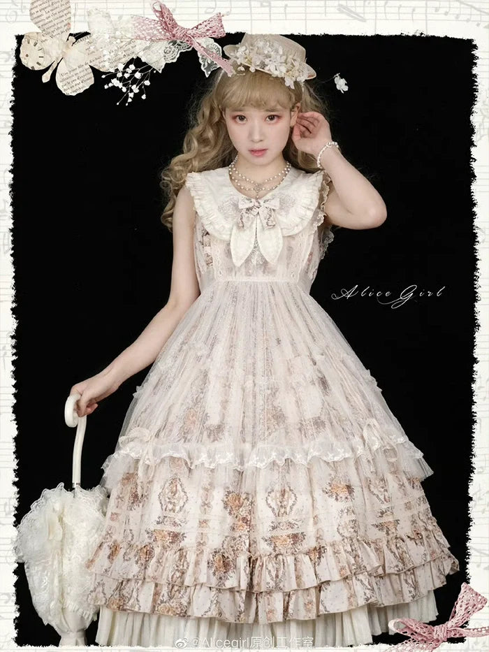 Alice Girl - Elegant Lolita Embroidered Apron - with Adjustable Strap Hand Accessory