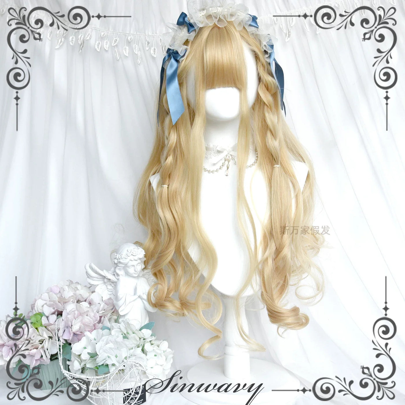 Sinwavy - Light Blone Wavy Lolita Wig - Straight Bang Wig