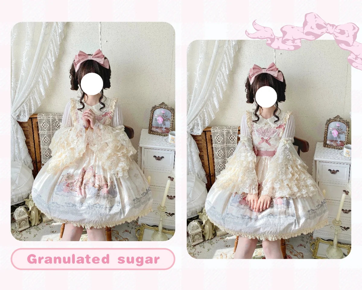 Qianmu - Granulated Sugar - Doll-like Sweet Lolita Lace Blouse, Hime Sleeve