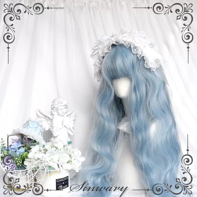 Ice blue long curly Lolita wig - view 4