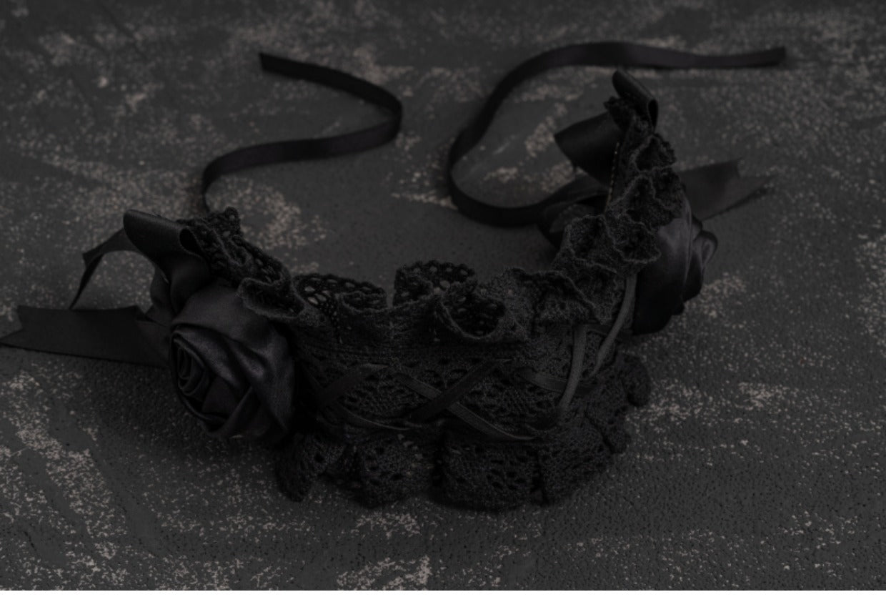 Strange Sugar - Gothic Handmade Black Rose Hairband - Headwear