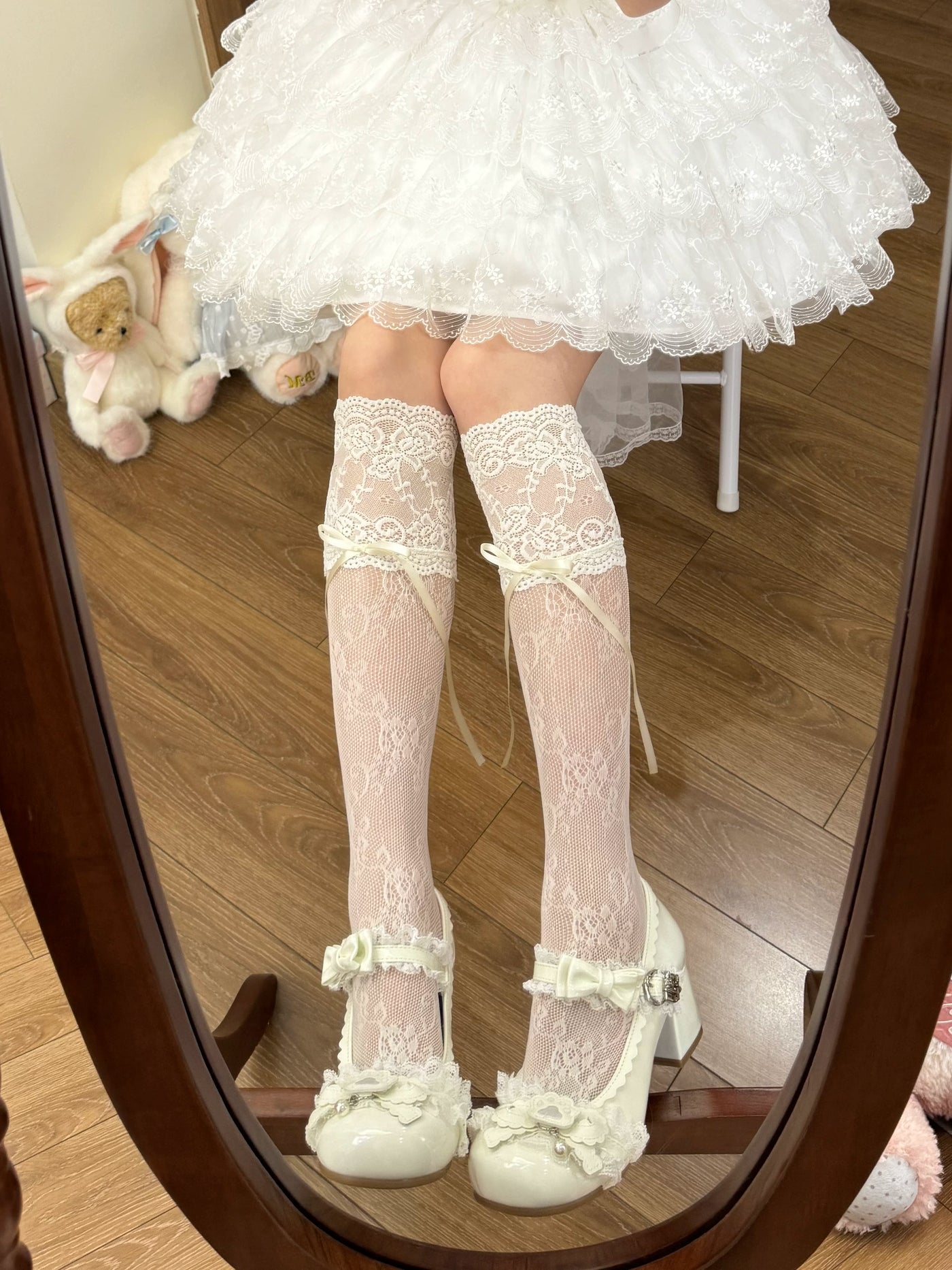 Fantasy Doll - Sweet Lace Bow - Long Socks with Lace Trim and Bow Options