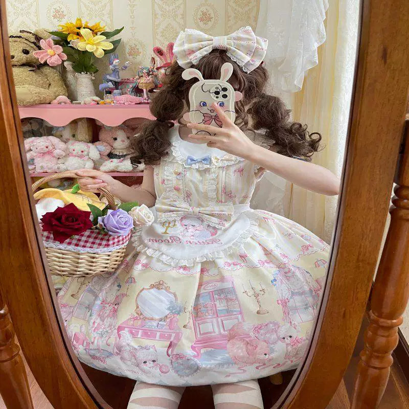 Sweetheart Dream Machine - Toy Room Print - Sleeveless OP Dress with Teddy-Bear Motifs