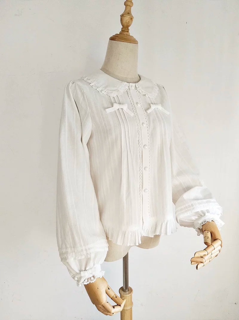 Sweetheart Dream Machine - Lace Collar - Long-Sleeve Inner Shirt with Lace Peter Pan Collar