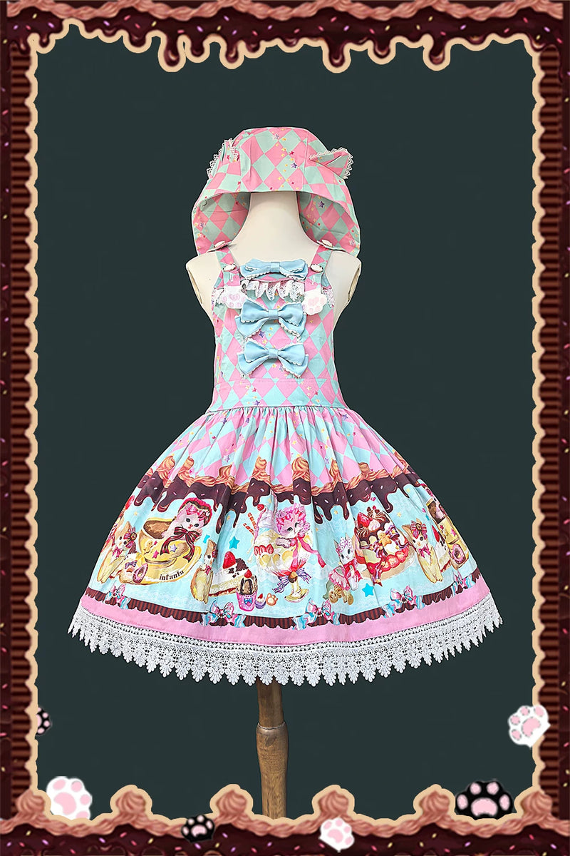 Infanta - Cream Kitty - Cotton Sateen Suspender Dress
