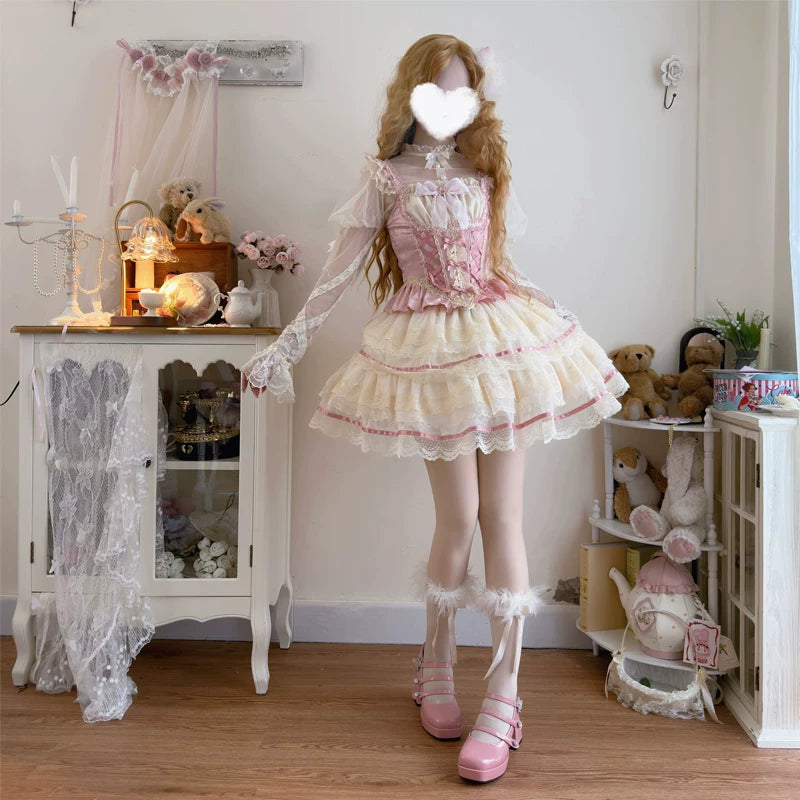 Lady Han Maiden's Heart ballet bridal JSK dress by Lolita Fetch, featuring intricate lace and elegant floral details.
