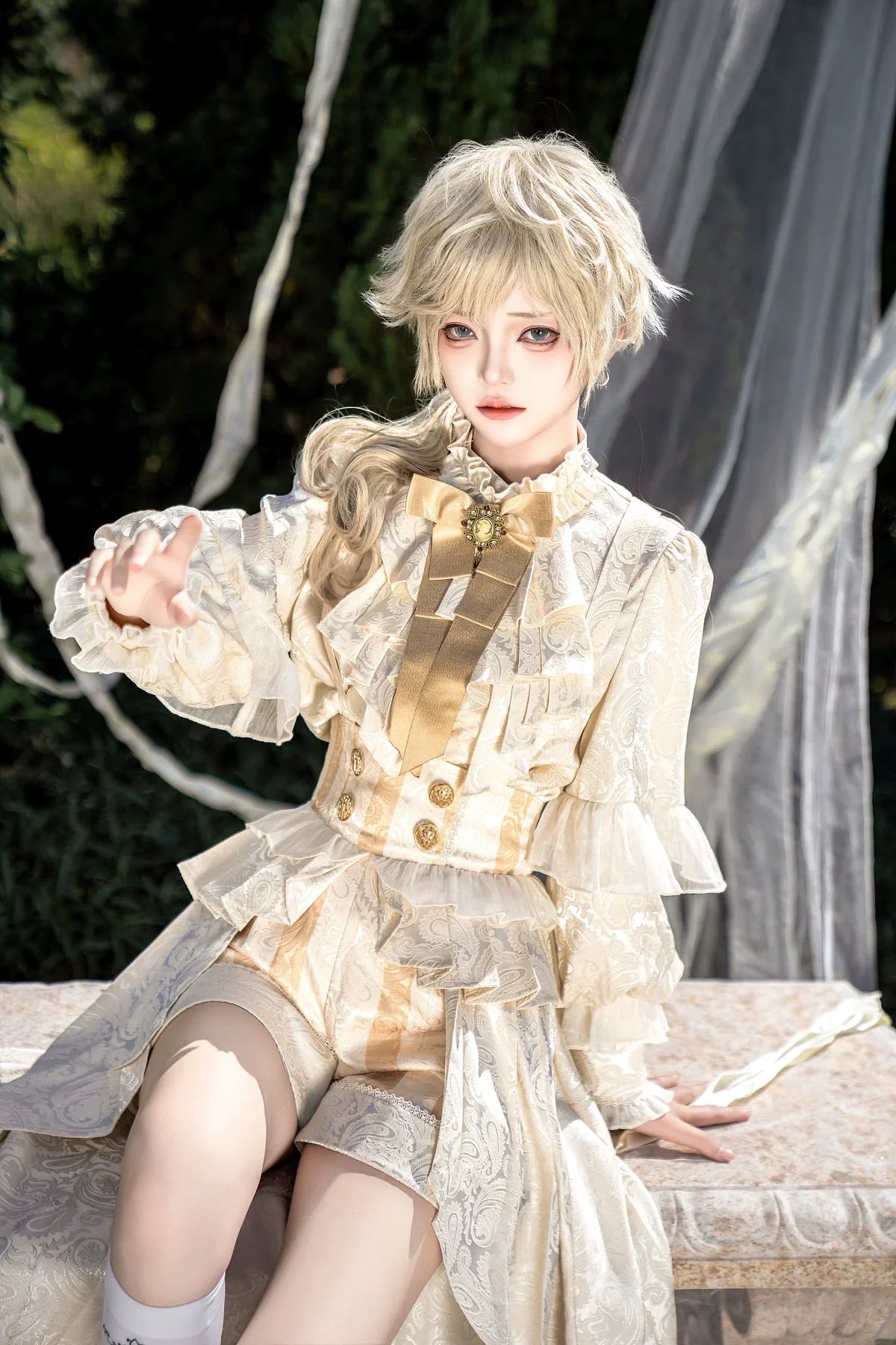 Designer's Gift - Ouji Lolita Suspender Shorts & - Jacquard Shirt Innerwear