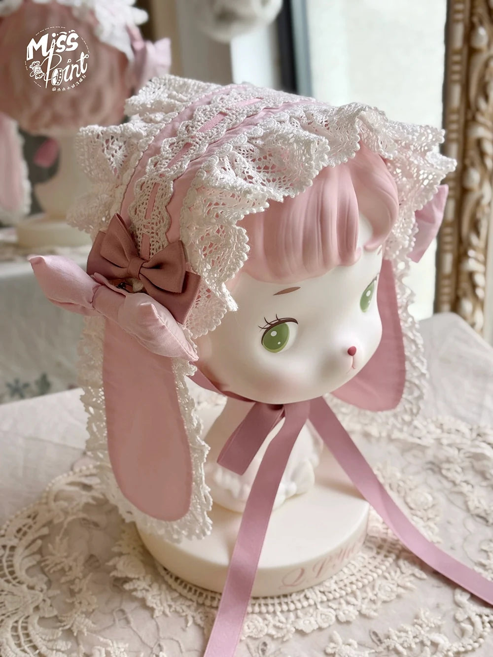 Vintage Petal Rabbit - Old School Lolita Headdress Suit With Bunny Ear A pink bunny ear hairband only