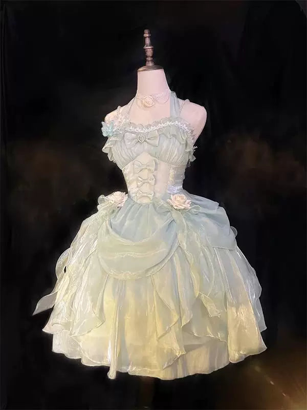 Lolita - Ethereal Halterneck JSK Dress - Pale mint green Lolita