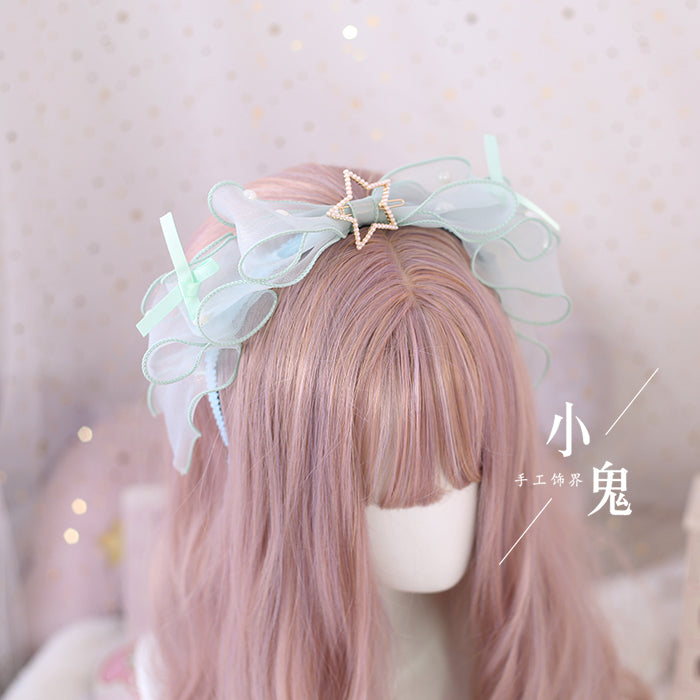Xiaogui - Daily Lolita KC, Bow Pearl Headband - Headwear
