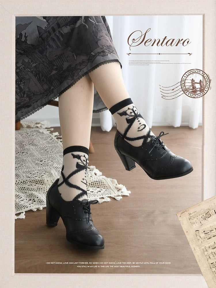 Sentaro - Retro Lolita Heel Shoes Handmade - Perforated Strap Leather Shoes Shoes
