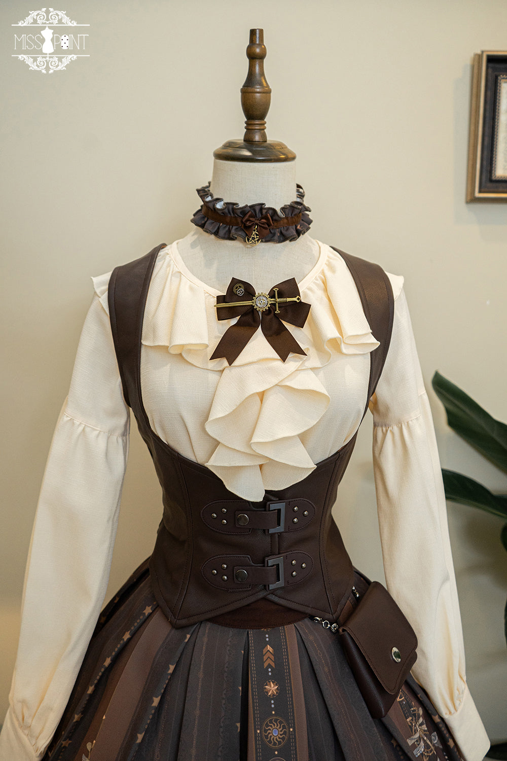 Demon Hunter's Diary - Gothic Lolita PU Leather Vest XS Brown Vest Only