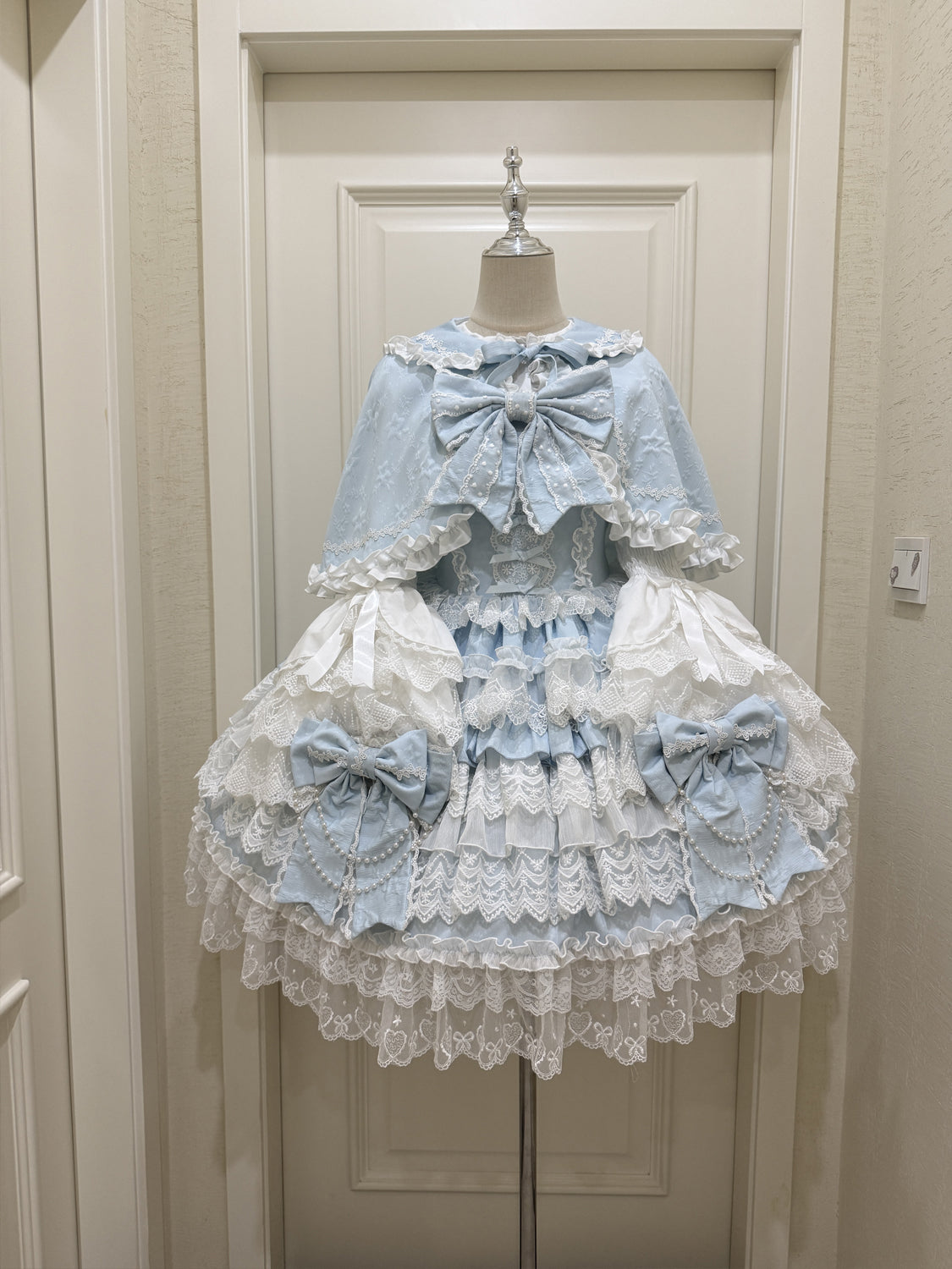Cross Heart Knot - Sweet Lolita JSK Suit Tiered Ruffles Dress, Lace Blouse 42611:747101