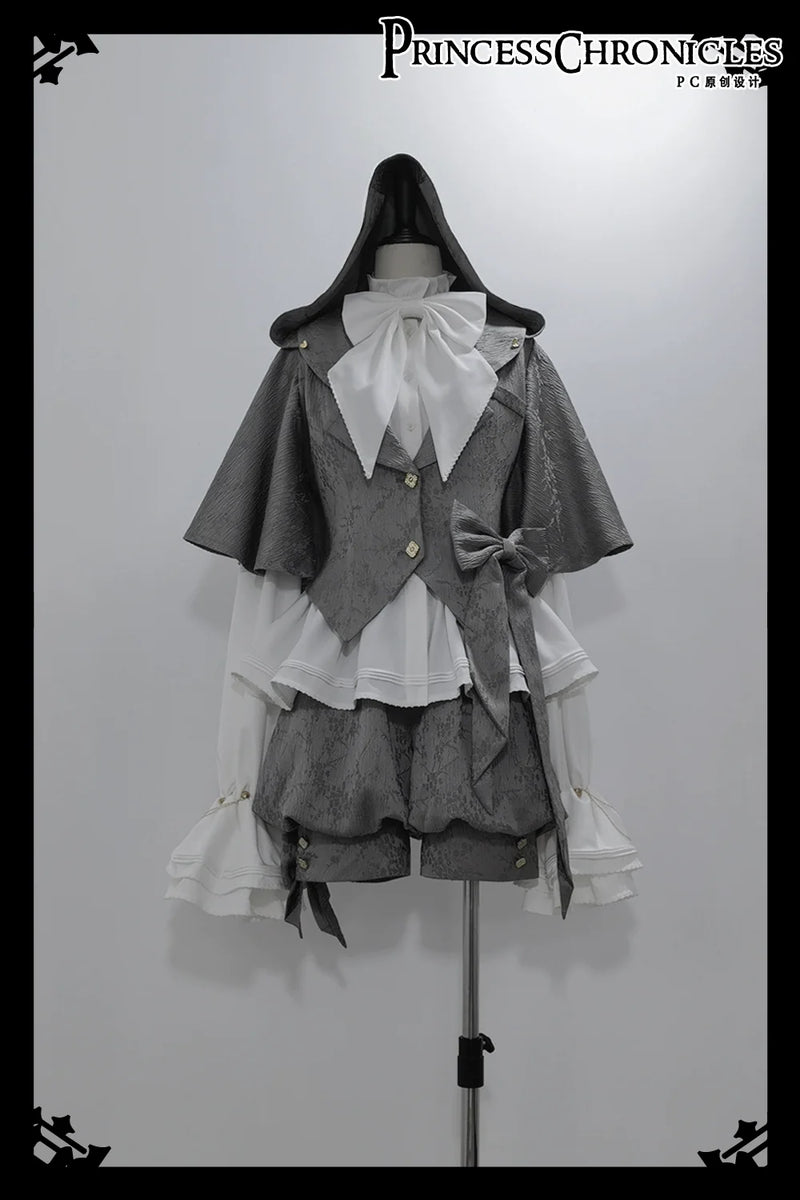 Princess Chronicles - Rabbit Hunting Glacier Gray - Vintage Lolita Grey Coat Kawaii Rabbit Ear Set