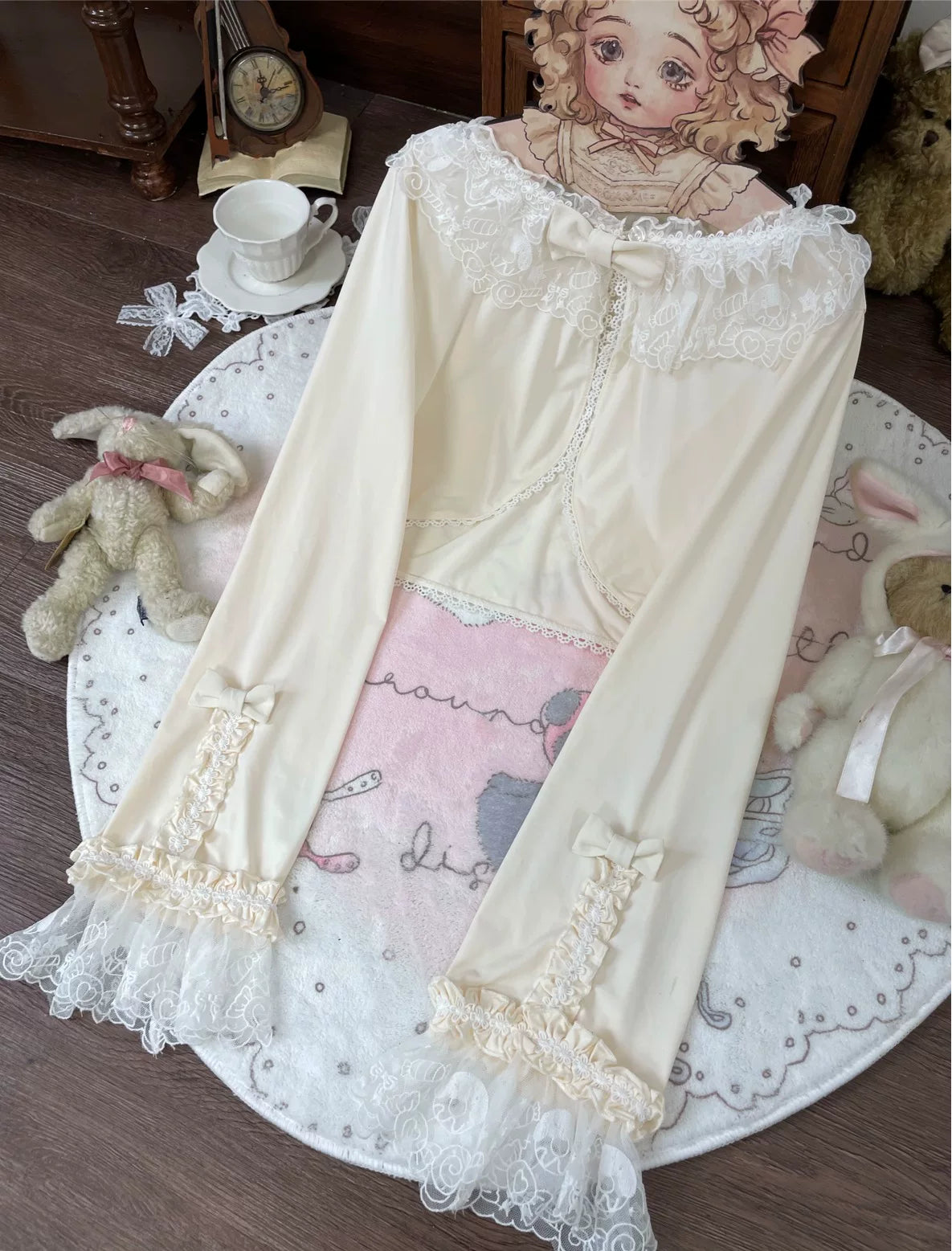 Star Fantasy - Rainbow Sorbet - Long-Sleeve Inner Layer Top with Lace Collar
