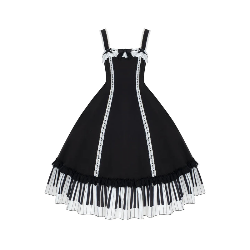 With PUJI - Solo Moments - Lolita JSK Dress, Print & Ruffle Trim detail view 7
