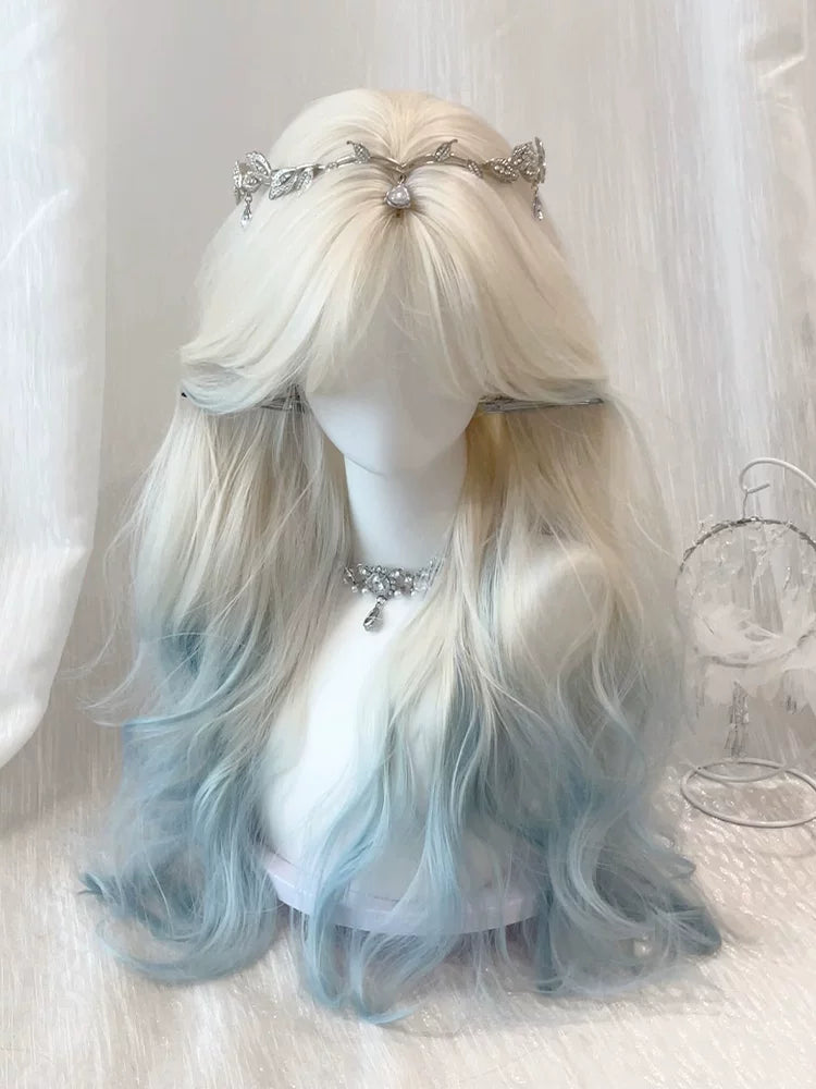 Kunkun Fish platinum-to-blue long wavy wig - view 5