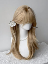 Kunkun Fish - Spring Day Notes - platinum long straight full wig - Platinum blonde + hair net
