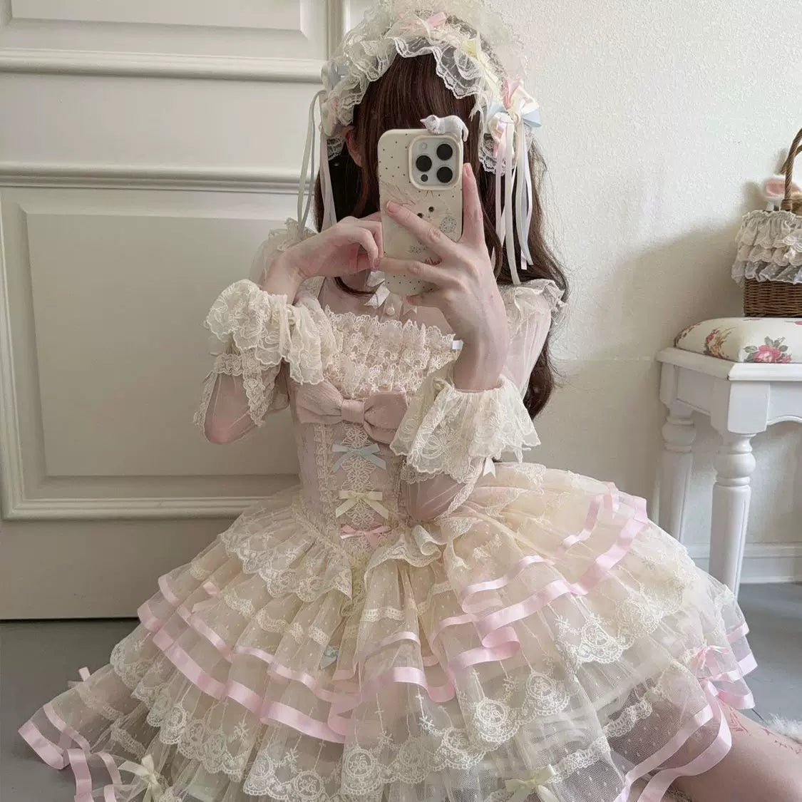 Lady Han Butterfly Ballet JSK dress by Lolita Fetch featuring a delicate butterfly print and elegant ballet-inspired design.