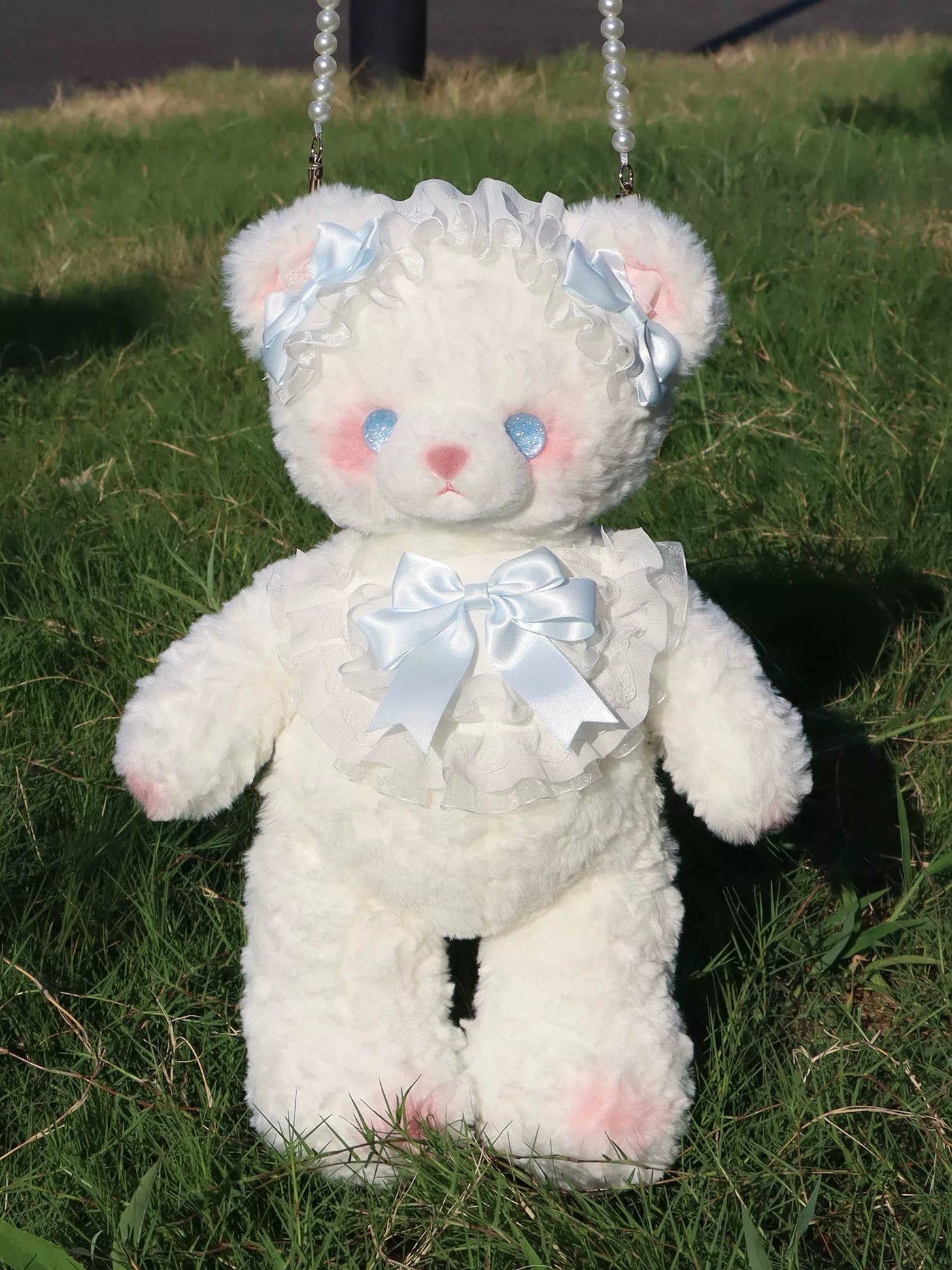 Blue bear plush Lolita crossbody bag