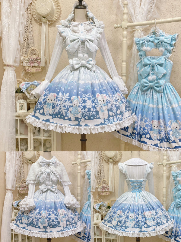 Snowflake Bear Lace-Trim Plush Lolita JSK — additional product view