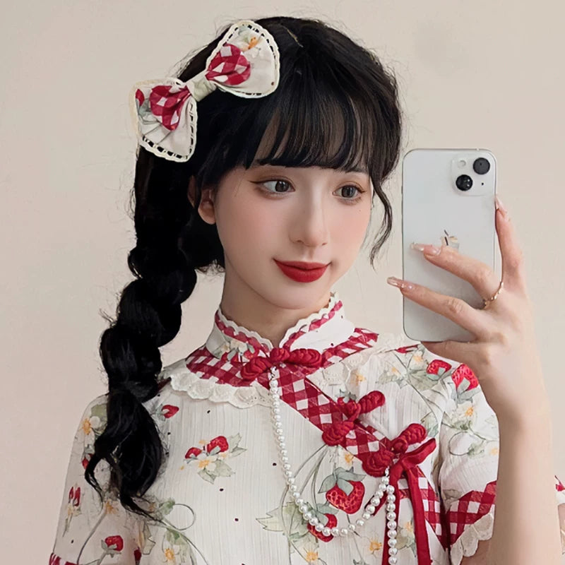Baozi Pig - Strawberry Orchard - Hair Accessories and Brooches with Strawberry Embroidery