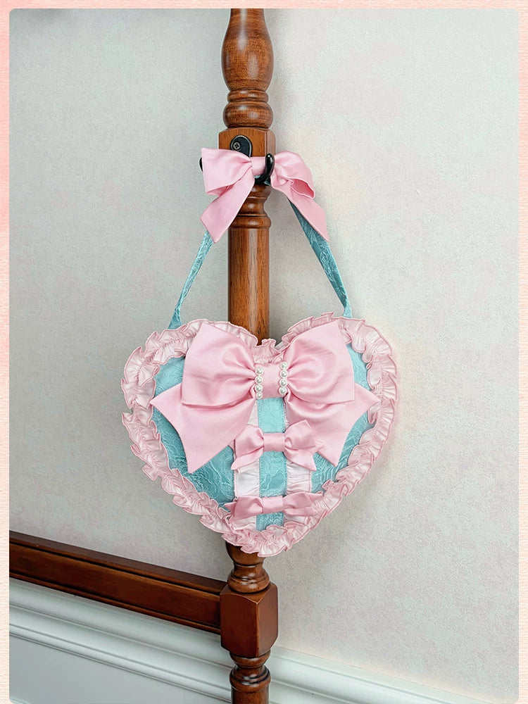 Alice Girl - Sweetheart Petal - Color Block Sweet Lolita KC, Heart-shaped Bag