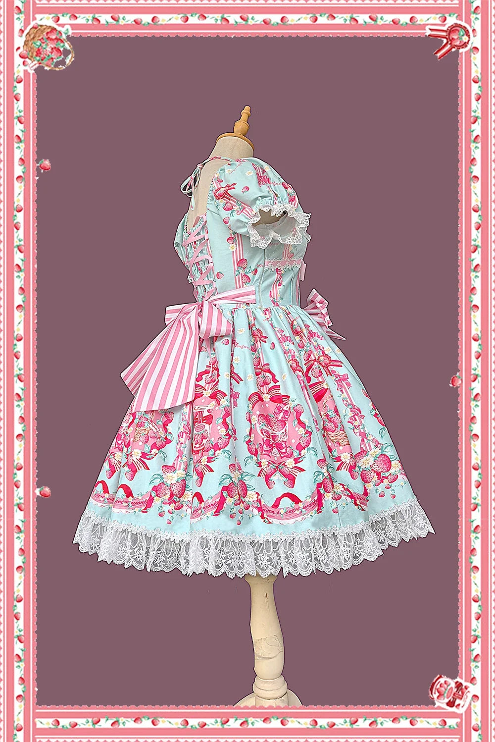 Infanta - Strawberry Chef - Printed Old School Lolita Dress, Detachable Bows