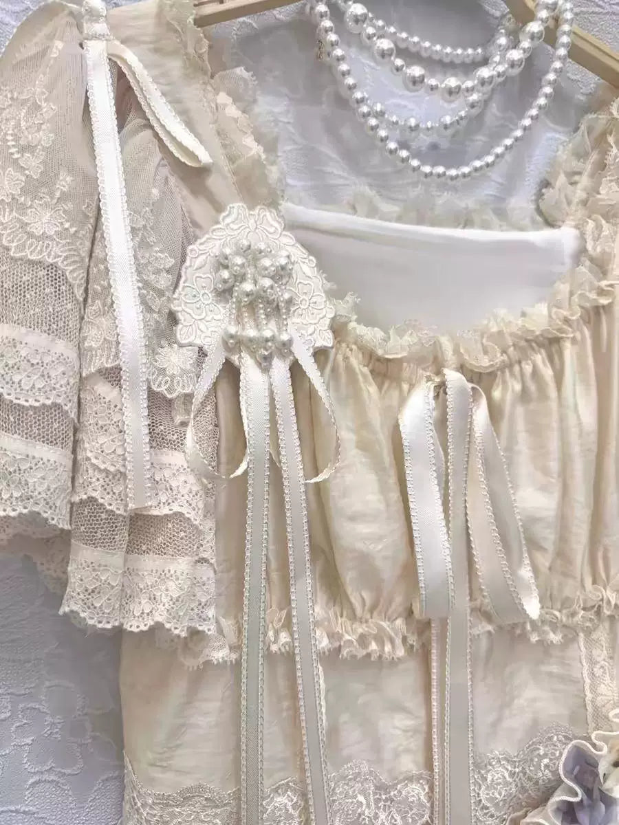 Sweetheart Dream Machine - Romantic Rose - Apricot Lace Blouse