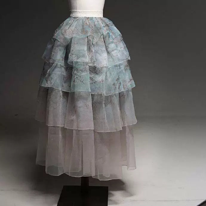 Sweetheart Dream Machine - Swan Garden - JSK top or underskirt with layered blue tiers