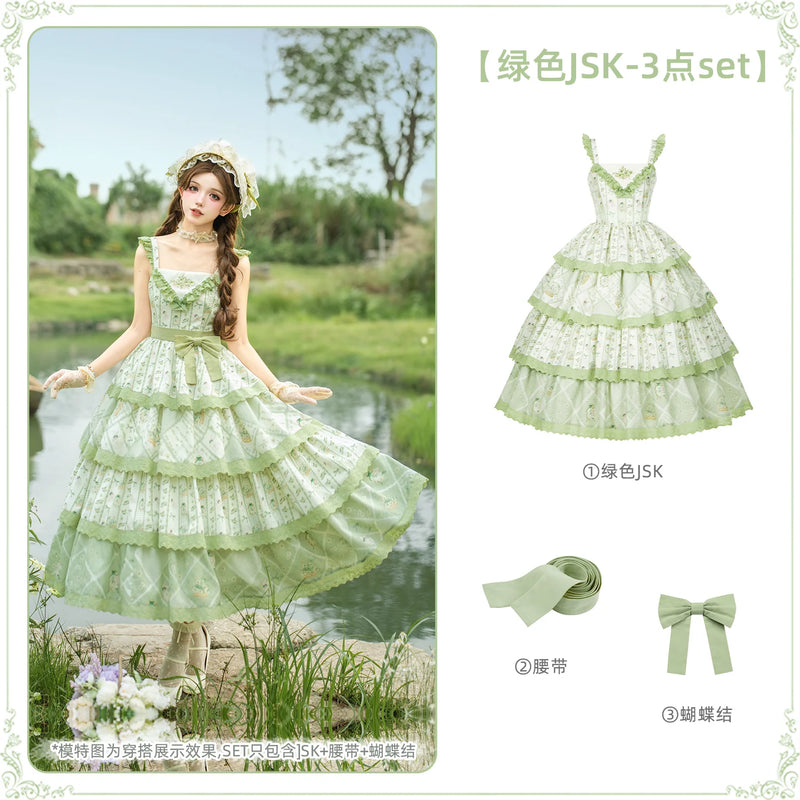 With PUJI - Letter and Poetry Sunflower Matters - Country Lolita JSK Embroidered Printed Lolita Dress detail view 17