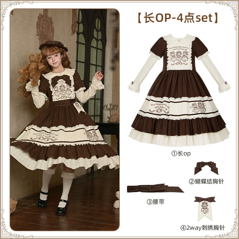 With PUJI - Sugar Frost Tale - Kawaii Lolita OP Button Closure Dress, Lamb & Bunny Embroidery detail view 13