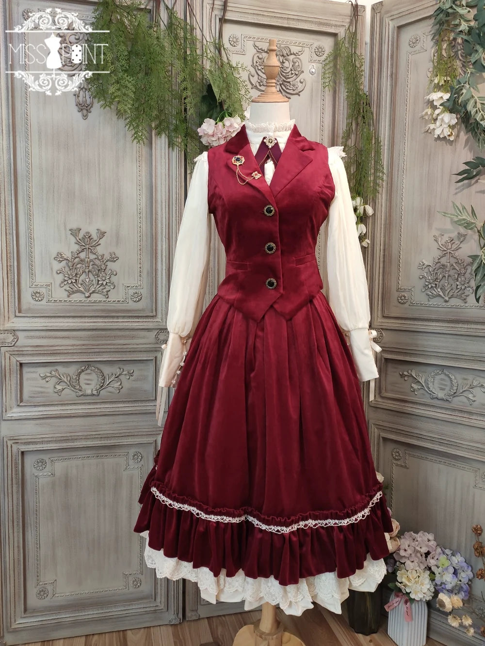 Miss Point - Rose Doll - Retro Lolita Vest Velvet Lolita Waistcoat (2XL L M S XL XS) 32516:392284